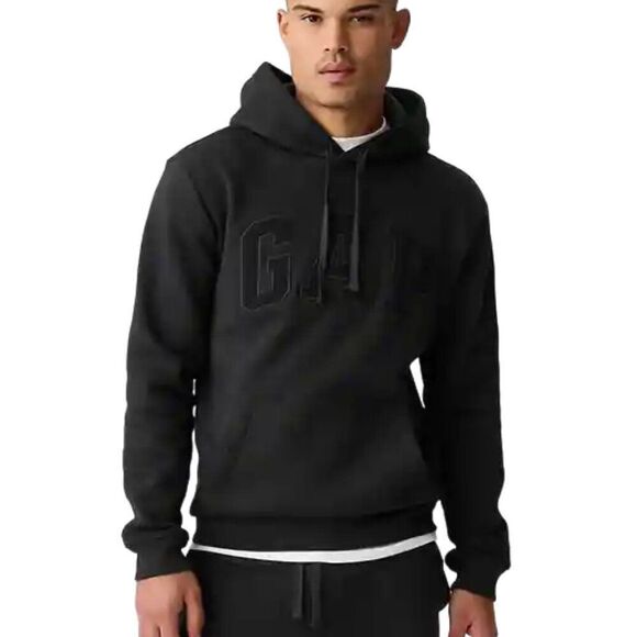 Gap Pullover Logo Hoodie Long Sleeve Men's Black Moonless Night Size S NWT - Picture 1 of 7